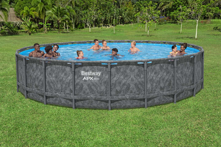 Bestway Winterfestes Frame Pool Komplett-Set APX365™ mit Sandfilteranlage rund